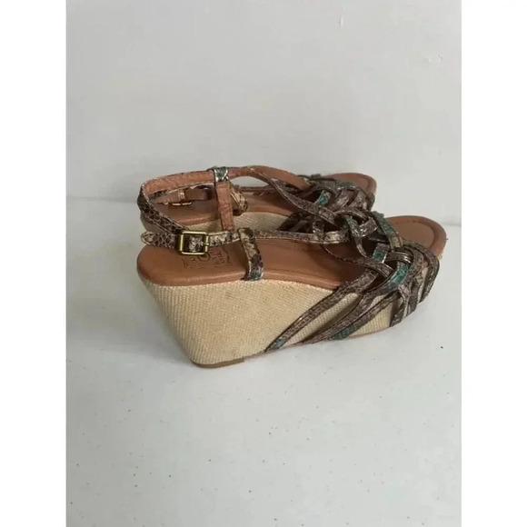 Women's Lucky Brand Brown and Turquoise Wedges Size 8 - Picture 2 of 11